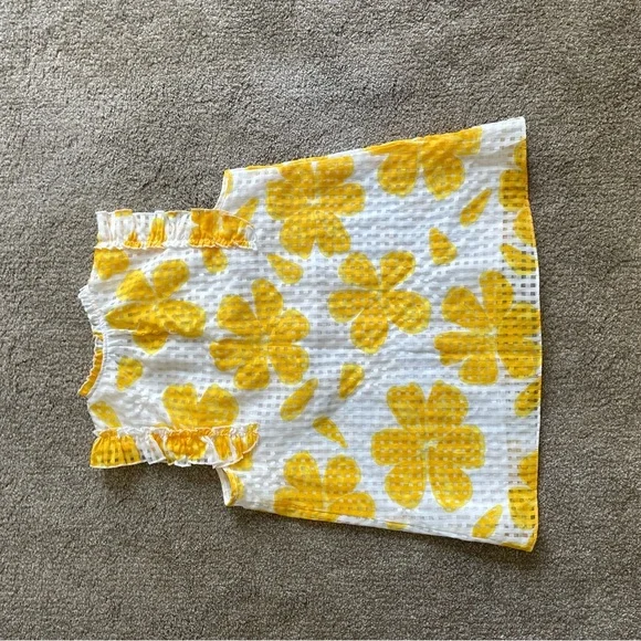 Cato Yellow and White Ruffled Tie Front Blouse - Picture 5 of 7